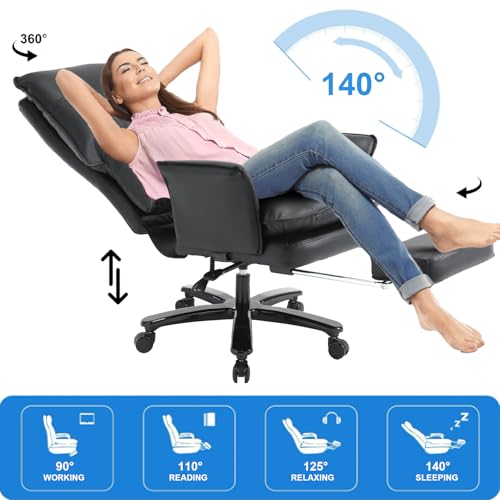 Image of Big and Tall Office Chair with Footrest, 500Lbs Heavy Duty Executive Office Chair with Wide Seat,Ergonomic High Back Computer Chairs for Heavy People,Home Office Desk Chair,Black