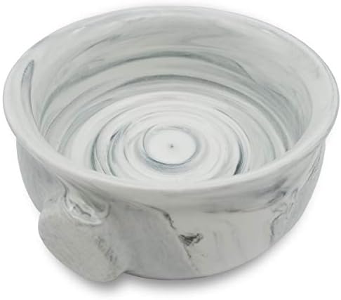 Bicrops Ceramic Shaving Soap Bowl For Men, Non-slip Handle, Wide Mouth, Large Capacity, Easier to Lather-White& Black