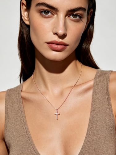 Image of U7 Cross Necklace for Women,Silver /14K Gold Plated Cross Necklace with 18-20 inch Box Chain,Tiny /Medium /Large Cross Pendant Necklace Religious Necklaces Christian Jewelry Gift for Her