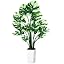 5.3ft Artificial Monstera White Leaves White Planter
