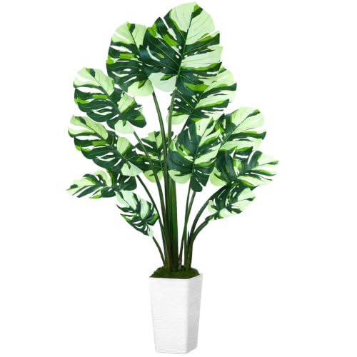 UPBUD 64'' Artificial Monstera Deliciosa Plant, Fake Swiss Cheese Tree