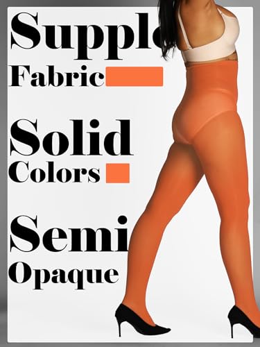 Image of HONENNA Semi Opaque Silky Women Pantyhose Tights, 20+ Colors Invisibly Toe Reinforced 60 Den Size A-E
