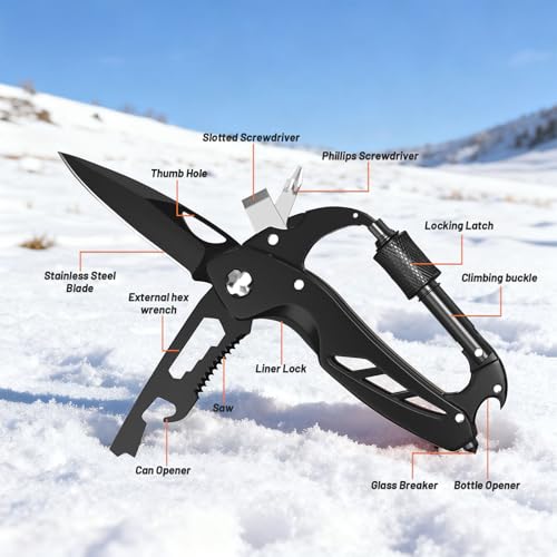 9-in-1 Multitool Carabiner with Knife