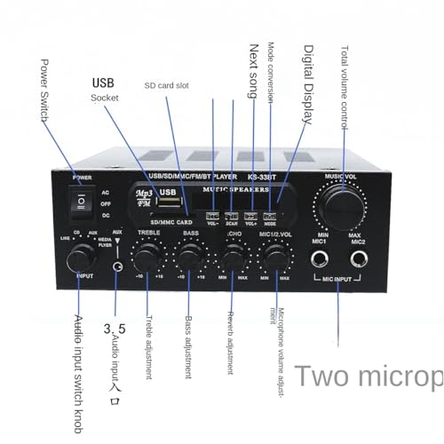 Amplificateur audio numérique bluetooth 1200W home cinéma et radio FM 33BT - 5