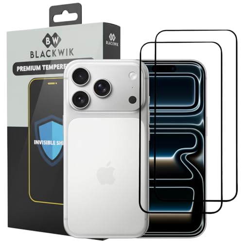 Image of Blackwik Tempered Glass Screen Protector for iPhone 17 Pro with Edge-To-Edge Protector Coverage | Easy Installation Kit (Black) (Pack Of 2)