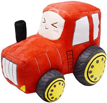 YONLIT Soft Plush Tractor Stuffed Truck Toy Super Cute Car Plushie Throw Pillow Excellent Gifts for Kids or Birthday Party 12 Inches (Red)