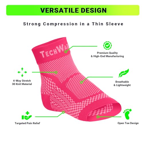 Image of TechWare Pro Ankle Brace Compression Sleeve - Plantar Fasciitis Sock. Relieves Achilles Tendonitis. Foot Arch Support Reduces Joint Pain, Swelling & Heel Spur Pain. Injury Recovery Braces for Sports