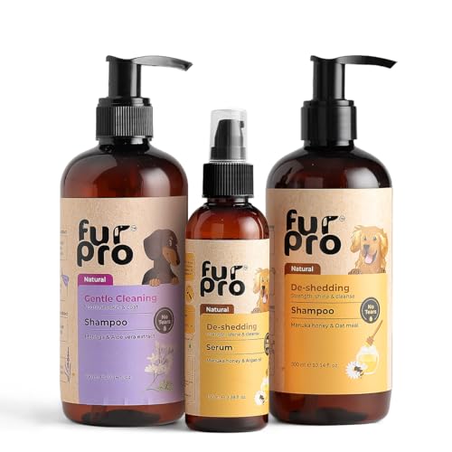 Image of Dog Grooming Kit - No Tears Natural Dog Shampoo, Conditioner & Serum Combo for Puppies & Adult Dogs | Complete Pet Grooming Care
