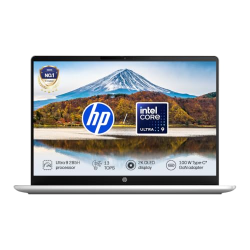 Image of HP OmniBook 3 OLED, Intel Core Ultra 9 285H, 24GB DDR5 (Upgradeable) 1TB SSD, 2K, 16'' /40.6cm, 0.2 ms RT, 100% DCI-P3, Win11, Office24, Silver, 1.6kg, bu0274TU, Lighter mini GaN Charger, AI Laptop