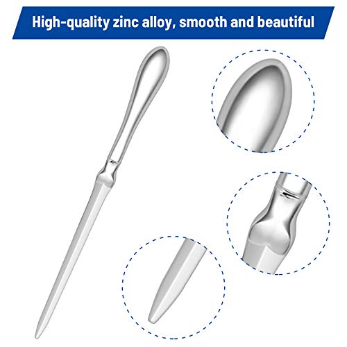 Metal Letter Opener Envelope Slitter Silver, Luxiv 1Pcs Zinc Alloy Blade For Paper Cutting Knife With 3 Pcs Black Plastic Letter Opener And Gift Box Envelope Opener #TOP2