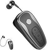 Retractable Wireless Headset Wireless Stereo Earpiece 11 Hours Talking Time Business Sports Earbud with Clip Retractable Earphone for Women Men Office Workout Car Driver Trucker
