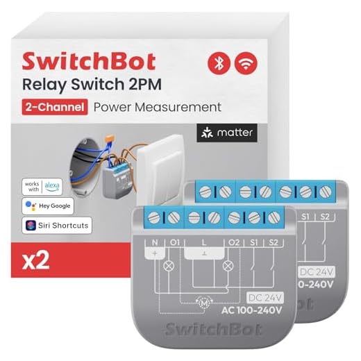 SwitchBot Matter Relais interrupteur 2PM, Module de relais interrupteur avec mesure de puissance, Interrupteur Wi-Fi&Bluetooth Fonctionnant avec Alexa/Apple Homekit/Google Home, 2.4GHz, 2Pcs