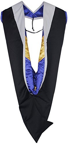 GraduationMall Graduation Hood for Master Degree Deluxe Academic Hood - White/Royal/Gold