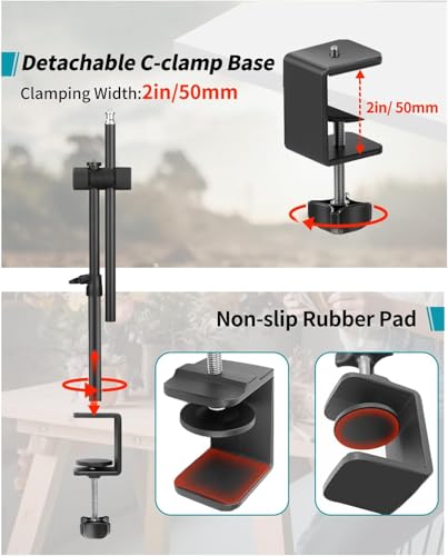 Image of SHOPEE Overhead Camera Mount Desk Stand, Camera Arm Desk Mount Clamp Stand with 360Adjustable Magic Arm, Webcam Mount Stand w Ballhead Phone Mount for Microphone Video Light Cell Phone