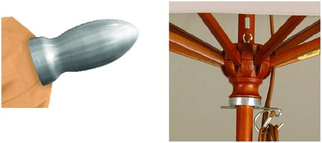 California Umbrella 9' Round Hardwood Frame Market Umbrella, Stainless Steel Hardware, Push Open