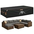 ESSORT Extra Large Weatherproof Outdoor Furniture Cover, Heavy Duty Waterproof Oxford Outdoor Dining Table Tarp Patio Set Cover with Vent for Outside Tables, Sofa, Chairs (Black, 124" x 63" x 29")