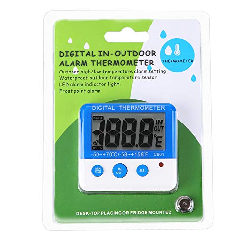 HUIOP Termômetro de geladeira digital com alarme e temperatura mínima máxima fácil de ler Display LC
