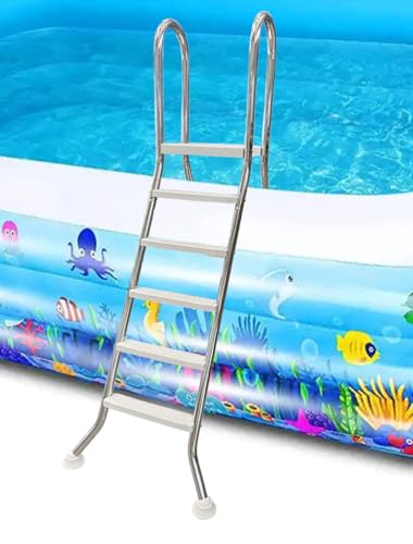 Escalera para piscina elevada 82.7" acero inoxidable 5 peldaños miniatura 1