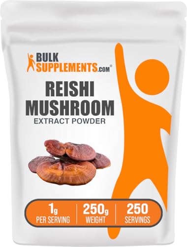BulkSupplements.com Reishi Mushroom Extract Powder - Reishi Mushroom Powder Supplement for Overall Well-Being - Gluten Free 1g per Serving 250g (8.8 oz) (Pack of 1)