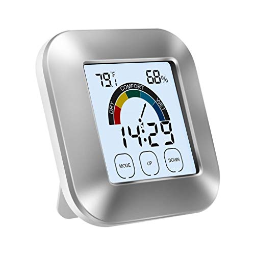 N/A YAJJA Digital-Wetter-Hygrometer Innenthermometer, Temperatur und Feuchte-Anzeige mit Comfort Indicator und LCD-Hintergrundbeleuchtung Touchscreen
