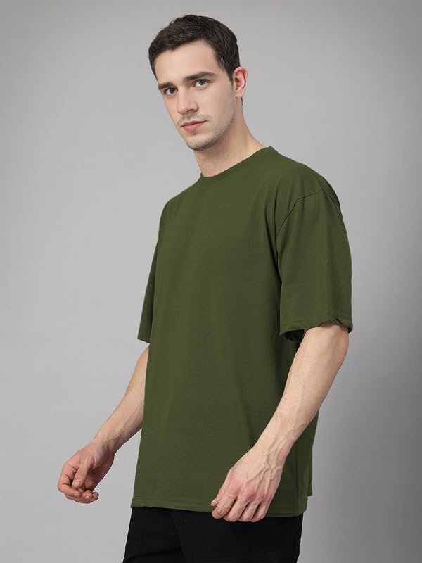 Image of CHKOKKO Oversized Tshirt for man Solid Classic Round Neck Loose Fit Half Sleeve Soft and Comfortable Casual Stylish wear for Summer