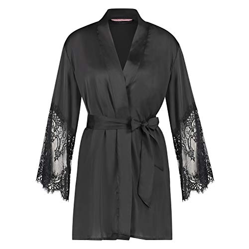 Preisvergleich Produktbild HUNKEMÖLLER Damen Kimono Lace Satin Schwarz M / L