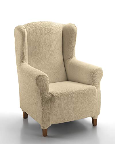 textil-home - Funda de Sillón Elástica Orejero Marian, Funda para Sofa - Tamaño 1 Plaza Desde 70 a 100Cm. Color Beig