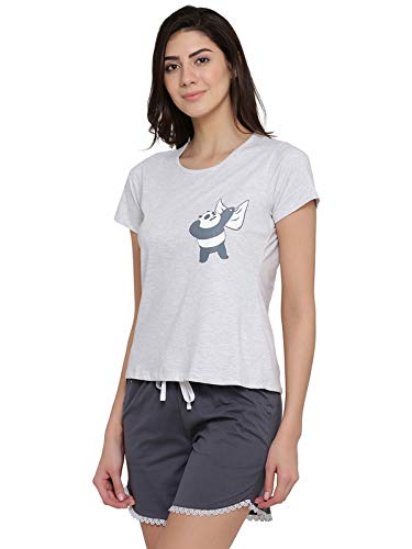 Image of Clovia Women's Cotton Mid Thigh Length Casual Regular Pajama Set