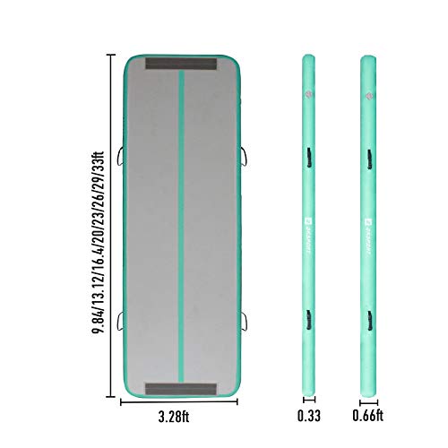 Aksport Air Mat Tumble Track 10Ft 13Ft 16Ft 20Ft Inflatable Gymnastics Mat Air Tumbling Mat For Home Use/Tumble/Gym/Training/Cheerleading/Yoga(Mint Green, 6.56Ftx3.3Ftx4Inch) #TOP3