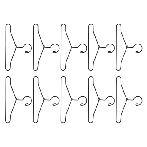 10Pcs Miniature Doll Clothes Metal Hangers Lightweight Cartoon Closet Decor Accessories - Black 65mm for Neat Wardrobe Storage (65mm)