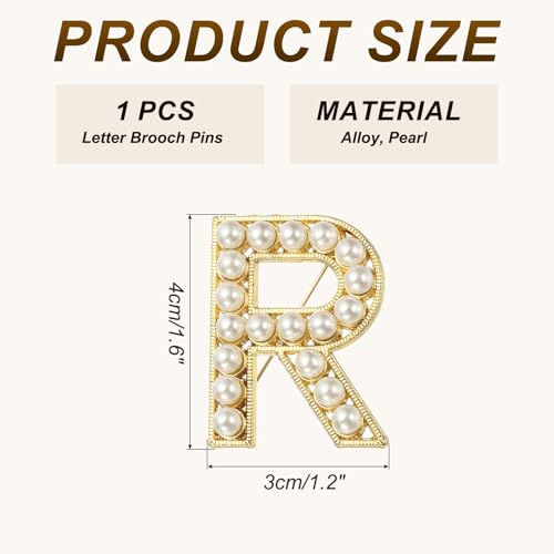 Image of PATIKIL Letter Brooch Pins, Pearl Initial Alphabet Letter Lapel Badges Pin for Women Men Girl Wife Suits