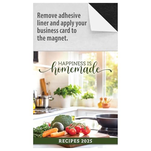 2025 Peel and Stick Magnetic Business Card Recipe Calendar, Box of 100, Includes Envelopes, Mail for 1oz Rate, Great Sales Marketing Tool (Happiness is Homemade - Recipes)