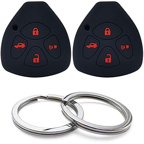 GFDesign 2Pcs Silicone 4 Buttons Key Fob Cover Remote Case Keyless Protector Compatible with Toyota Camry Avalon Corolla RAV4 Venza 4Runner Matrix Yaris Land Cruiser Cover