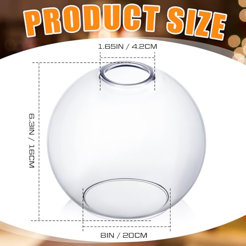 Image of Glooglitter 4 Pack Fixture Replacement Globe Shade 8 Inch Diameter E26 Base 1-5 /8 Inch Fitter Round Glass Globe Lampshade Cover for Pendant Wall Sconce Chandelier Vanity Light (Clear)