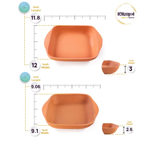 Luksyol Clay Pan For Cooking, Oven Pan, For Cooking, Handmade Cookware, Clay Pot For Oven, Terracotta Large Rectangular Oven Tray, Unglazed Clay Pots For Cooking, Clay Oven Pot Set, 2 Pcs #TOP2