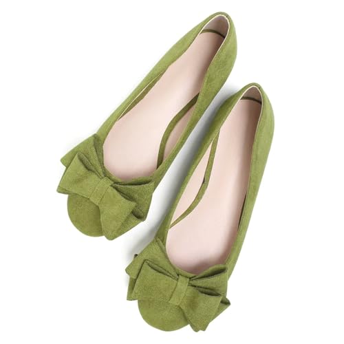 Hee grand Fashion Bowknot Flats for Women Dressy Round Toe Slip On Ballet Flats Comfortable Dress Shoes