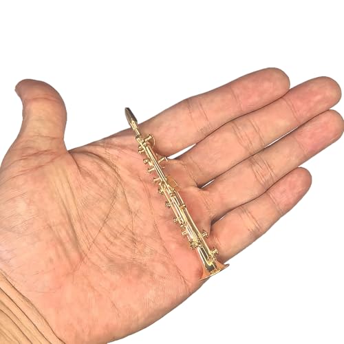 Saxophone miniature doré à l'or avec support pour embellir un meuble vide - 6