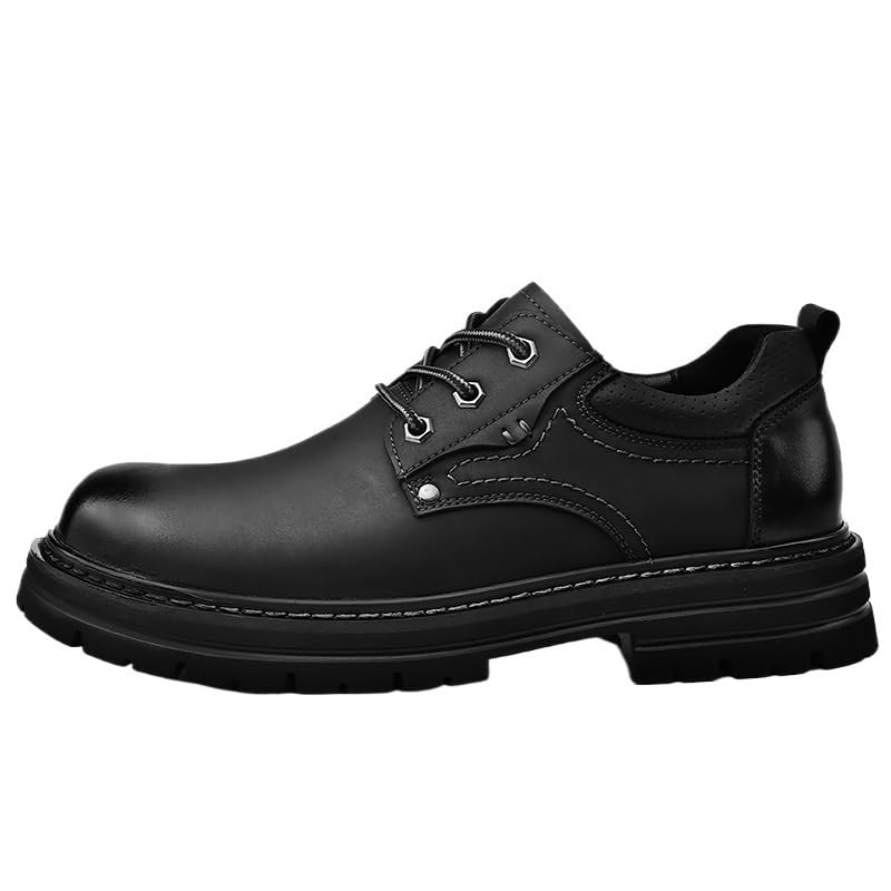 Men's Lace-up Casual Shoes Thick-Soled Waterproof Shoes Big-Headed Warm Thick-Heeled Height-Enhancing Oxford Shoes for Men