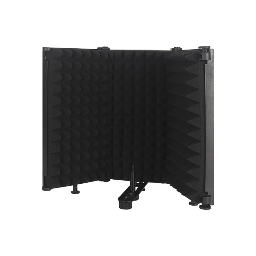 Mikrofonisolationsschild 3/5-Panel-Popfilter aus Metall, faltbares tragbares Mikrofon schallabsorbierender Schaumstoff Tisch-Akustikgehäuse für Studio-Gesangsaufnahmen, Podcasts, Gesang, Rundfunk