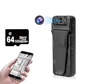 TECHNOVIEW 4k HD Police WiFi Body Camera with Free 64GB Memory Card, Body Worn Camera,Premium Portable Body Pocket Camera with Video Audio Recording Wearable,Night Vision,Motion Detection