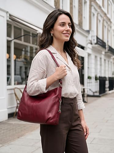 Image of YALUXE Women's Real Leather Shoulder Bags Hobo Handbag Purse Crossbody Bag