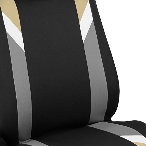 Fh Group Set Di Coprisedili Anteriori In Tessuto, Coprisedili Per Auto Con Schienale Basso, Con Poggiatesta Rimovibile, Misura Universale, Coprisedili Per Auto, Compatibili Con Airbag, Per Suv - 3