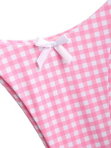 ZAFUL Women's Sexy Halter Bikini Sets Bow Decor Tiny Floral Print Bikini Swimsuits Tie Side Triangle Bathing Suits (Light Pink, S), Small - Image 3