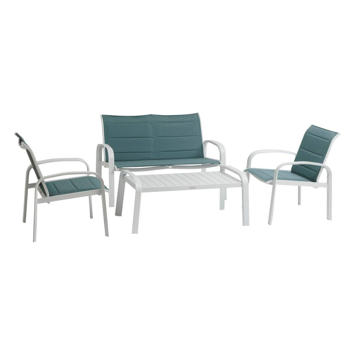 Salon de jardin Elyn Hespéride mobilier extérieur haut de gamme vert et blanc