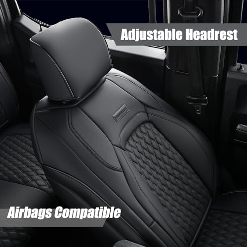 Image of Coverado Seat Covers Full set for Jeep Wrangler, Waterproof Car Seat Covers for Truck Automotive Seat Covers Custom Fit for 2007-2012 Jeep Wrangler JK 2-Door, Full Coverage Wrangler Seat Covers(Black)