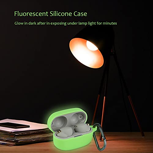 LEFXMOPHY Green Silicone Case for Sony WF-1000XM4 Earbuds, Glow-in-the-Dark Protection