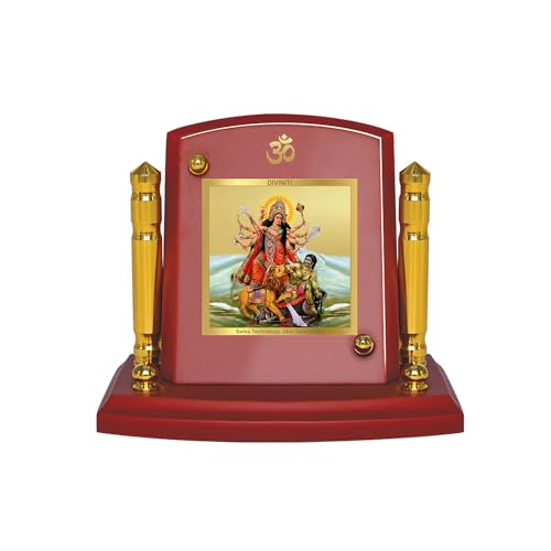 Cadre Durga Mata en bois et or, un cadeau spirituel protecteur