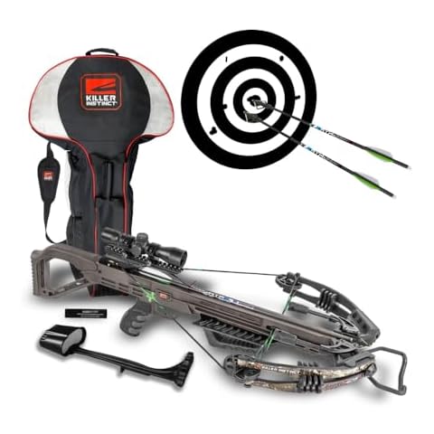 Killer Instinct Lethal 405 FPS Crossbow Bundle with Crossbows Slayer Crossbow Case, and Fixed-Blade Steel Tip 100-Grain Hunting Broadheads (3-Pack) Cover