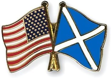 Scotland & USA Country Friendship Flag Pin Badge - Souvenir Made in Scotland