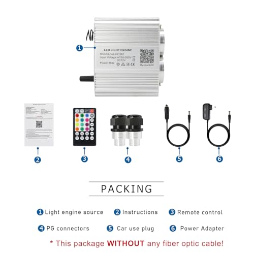Image of AKEPO 16W Car Home Dual-Head Twinkle Fiber Optic Light Engine, Twinkle+APP Control+Music Activated+28-Key Remote for Starlight Headliner Kit